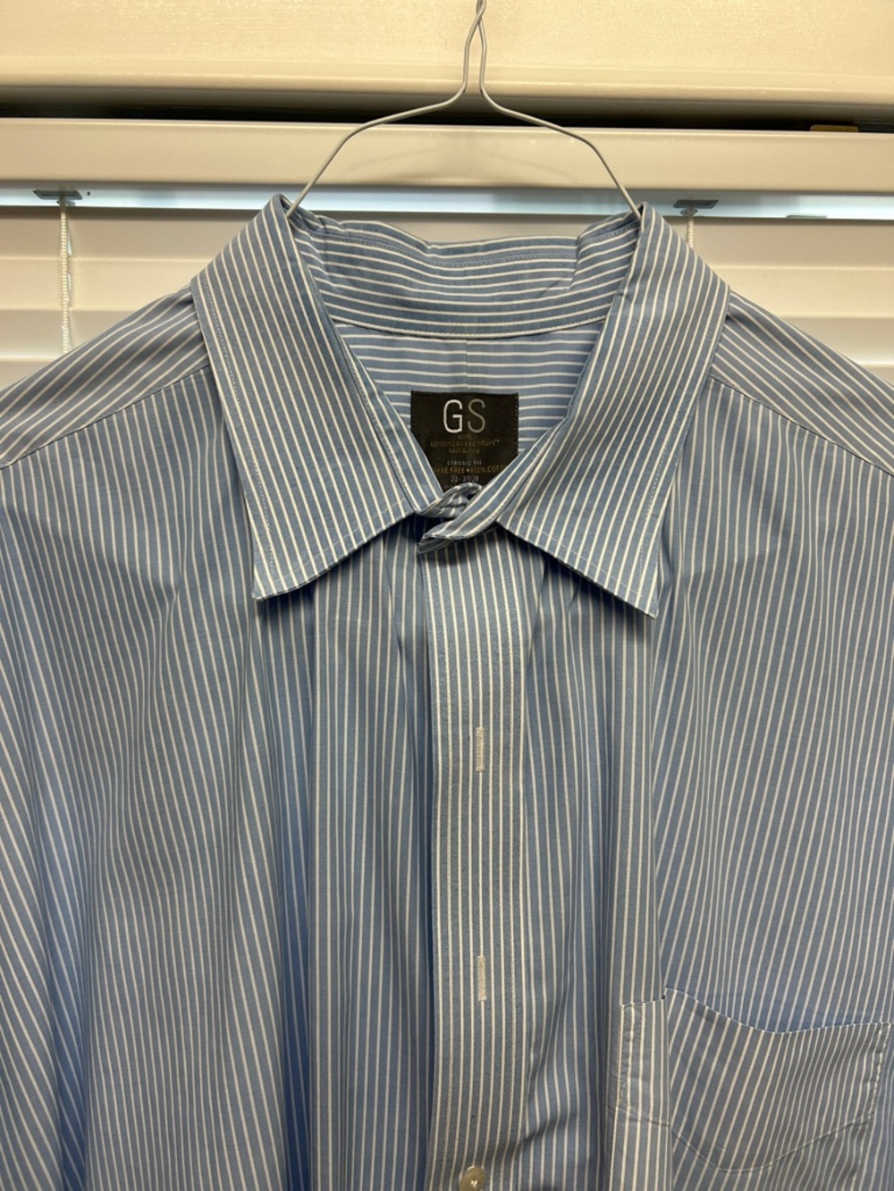 GS Men's Blue Pinstripe Dress Shirt